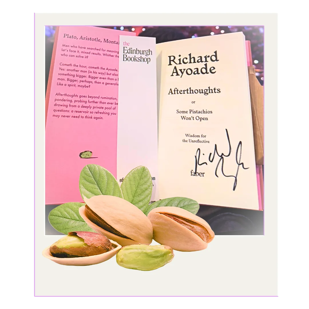 Richard Ayoade's signed book Afterthoughts